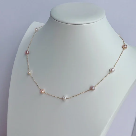 Black Friday Sale No 5 Handmade 14KGP Candy Color Freshwater Pearl Necklace - Picture 3 of 10